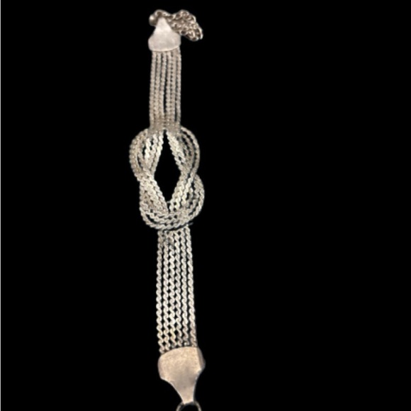 Mexican Silver Braided Knot Bracelet 7” Vintage Preloved - Picture 8 of 10